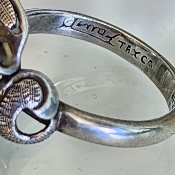 Taxco Signed Artist Signed Sterling Silver Ring Blue Gemstone Vintage Jewelry - Picture 7 of 8